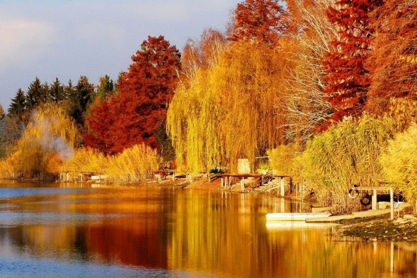 Willow Tag - Trees Colors Autumn Serenity Lakeshore Sky Clouds Lovely  Falling Fall Quiet Willow River