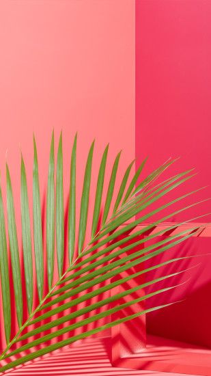 west elm - Tropical Leaves + Pink Mobile Wallpaper Download
