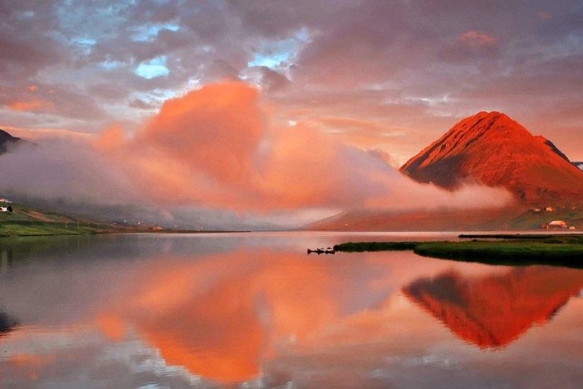 Iceland Early Sunrise Morning One Reflection Water Hd Sunset Desktop  Wallpaper - 1920x1200