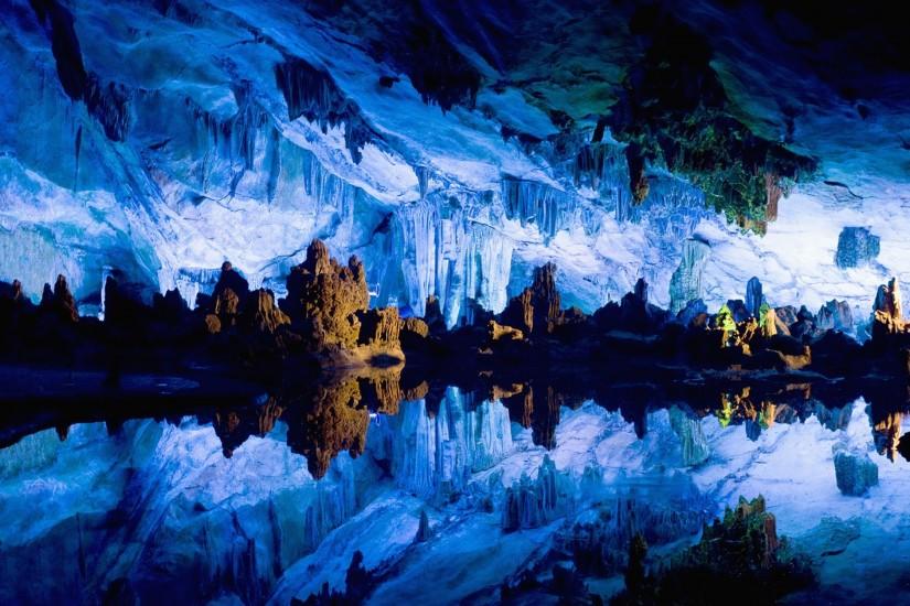 3840x2160 Wallpaper cave, stalactites, stalagmites, water, reflection,  mirror