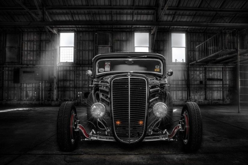 hot-rod classic car classic retro front light hangar