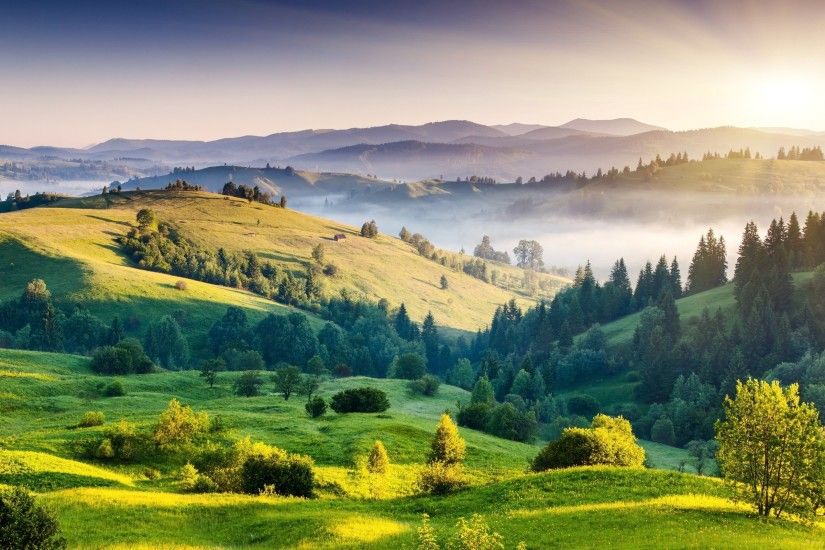 Beautiful landscape of green hills HD Desktop Wallpaper