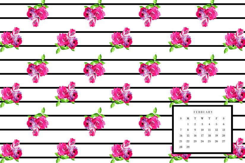 February floral and stripes phone + desktop background wallpapers from May  Designs for #iphone,