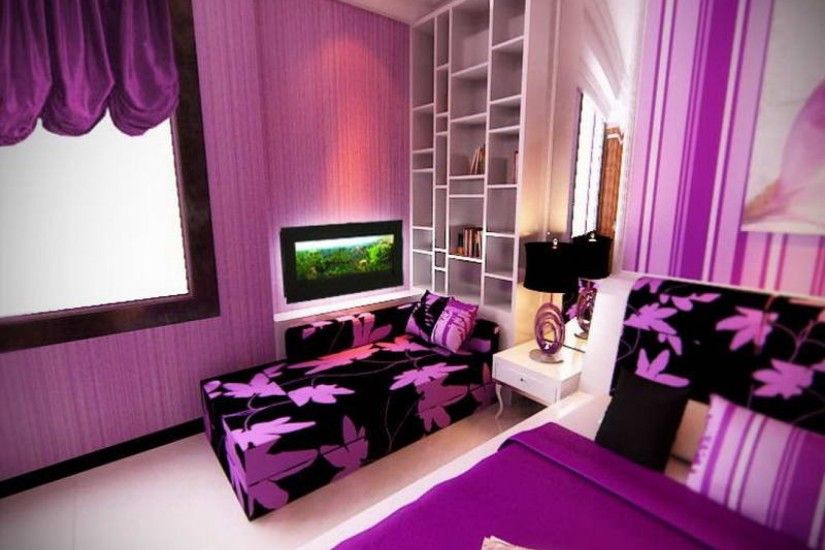 Pink Floral Pattern Wallpaper Complete Teen Girl Bedroom Ideas Teenage  Girls White Fur Carpet Together Medium