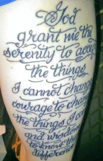 Serenity prayer done by Jesse Gabriel of Halo Tattoo in NY