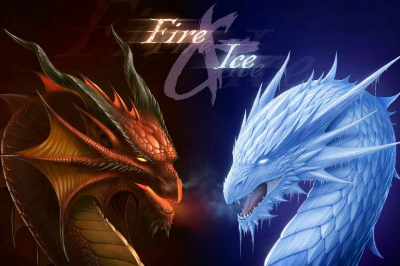 Fire dragon vs ice dragon wallpaper