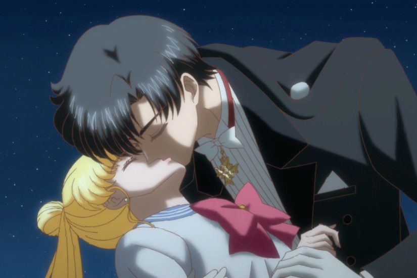 Sailor Moon Crystal Act 14 – Tuxedo Mask kissing Usagi