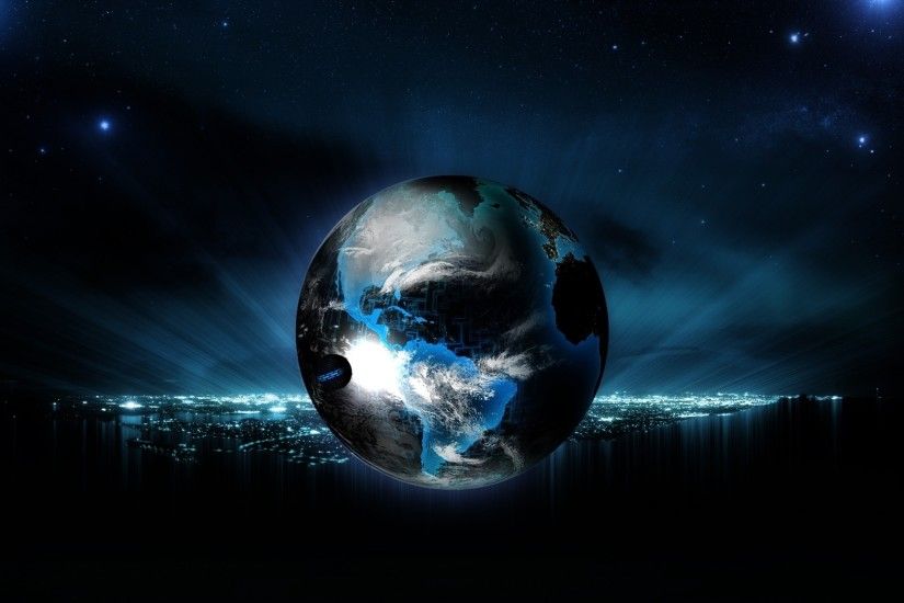 Wallpaper Ball, Globe, Planet, Light, Neon, Background