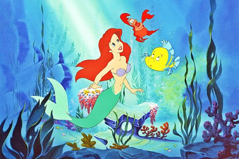 Disney The Little Mermaid Princess Ariel, Flounder and Sebastian Wallpaper