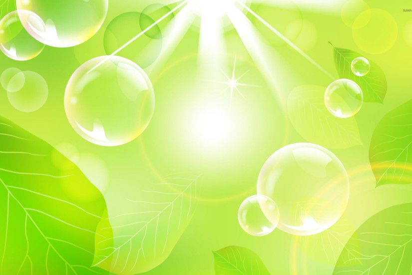 Bubbles and green leaves [2] wallpaper