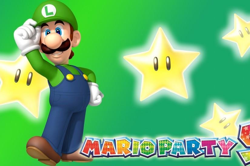 Mario Party, Luigi, Video Games, Nintendo, Mario Party 9, Stars, Green Background  Wallpaper HD