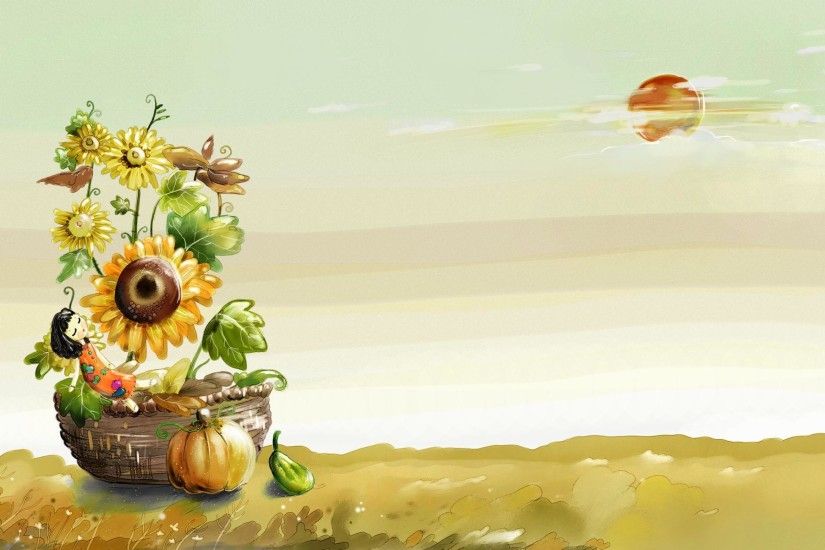 Painting-Flower-Cartoon-Wallpaper-HD-Desktop