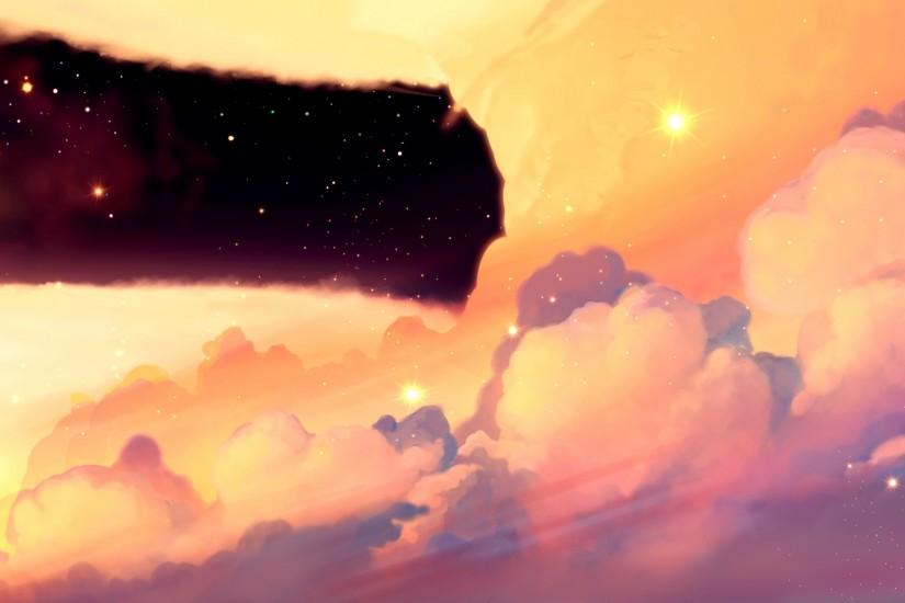 91 0: Akio Bako Anime Sunset Girl Clouds iPad Air wallpaper