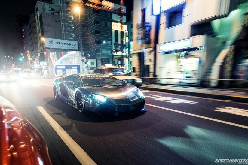 ... Lamborghini Aventador Street Night Lights Motion Blur Wallpaper ...