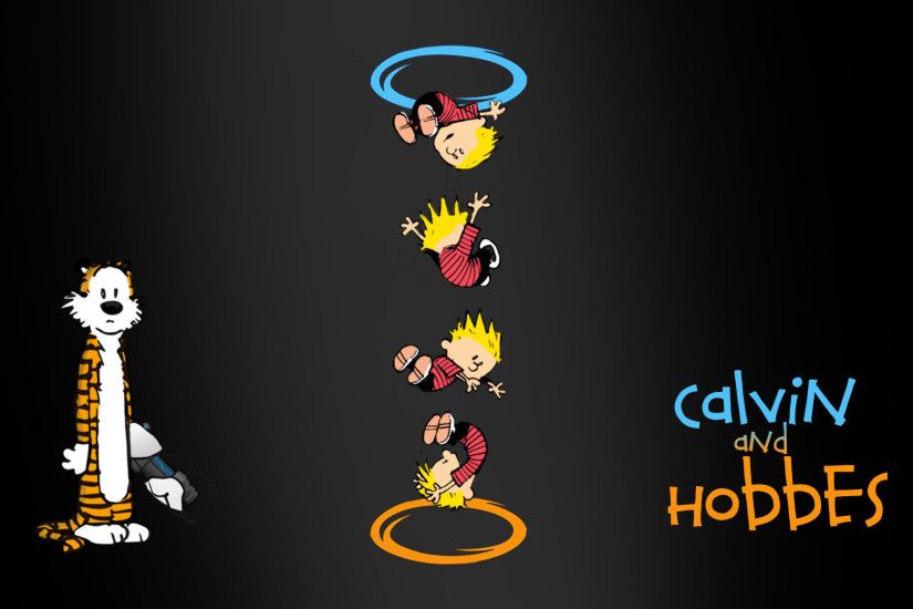 Calvin and Hobbes Portal crossover wallpaper