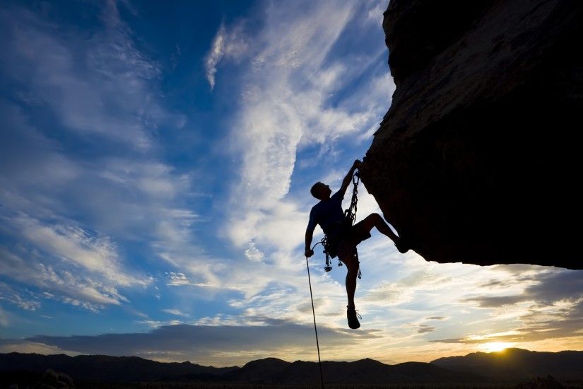 Preview wallpaper climber, extreme, silhouette, climbing, rock,  difficulties sunset 3840x2160