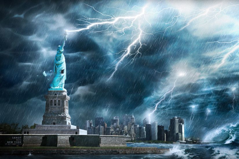 Hurricane Sandy Statue Of Liberty wallpaper