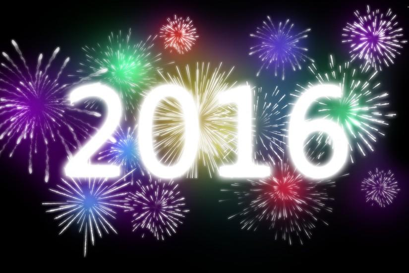 2016 on colorful fireworks wallpaper