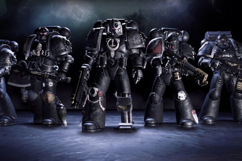 Preview wallpaper warhammer 40k, deathwatch, tyranid invasion, soldiers,  armor, weapons 1920x1080