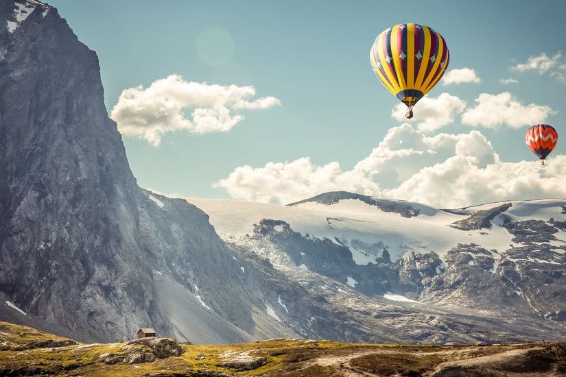 Two hot air balloons in the Swiss Alps Wallpaper — WppShack.com