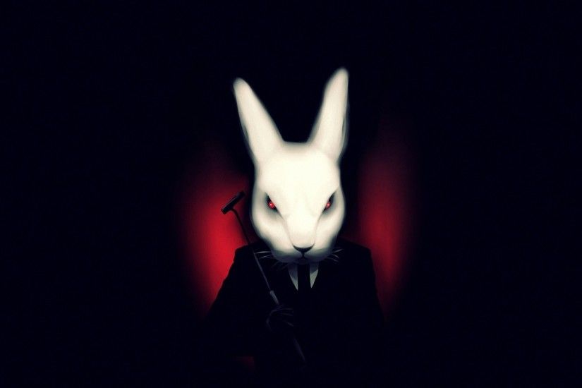 Art Misfits Black Background Rabbit White Suit Vampire Dark Wallpaper At  Dark Wallpapers