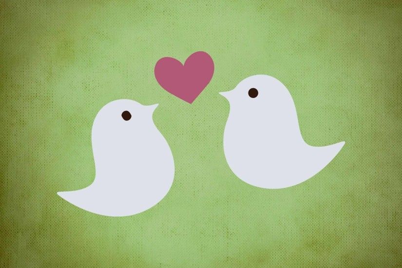 sSimple love bird with pink heart love wallpaper