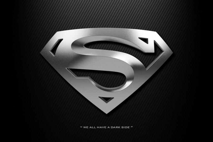 Superman logo wallpaper HD black dark silver chrome carbon