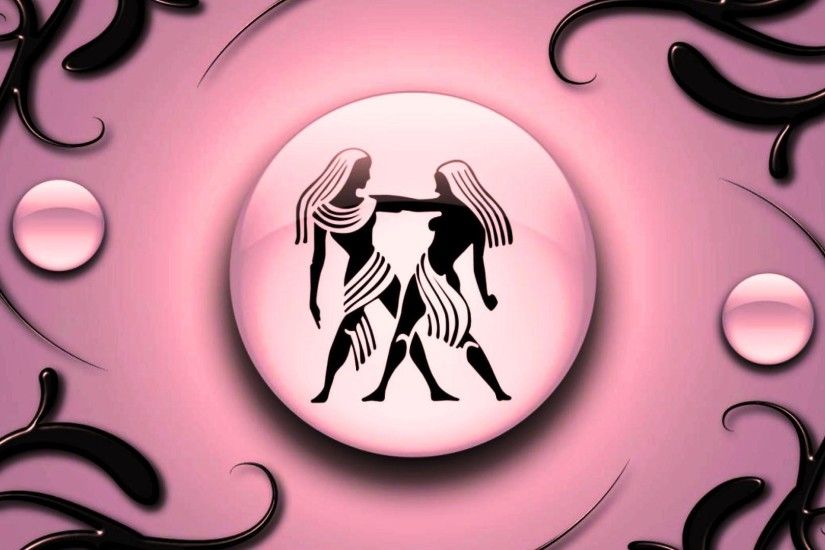 Gemini on a pink background with black ornament