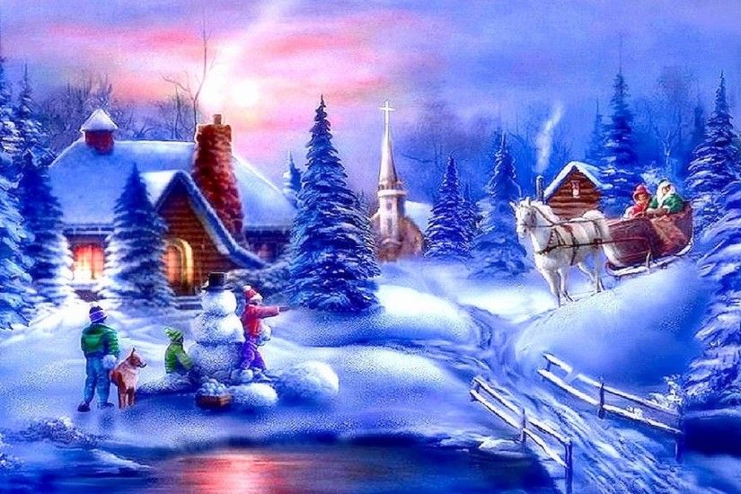 Greetings Tag - Carriage Greetings Winter Churches Creek Paintings Snowman  Horse Cottages Snow Love Year Seasons