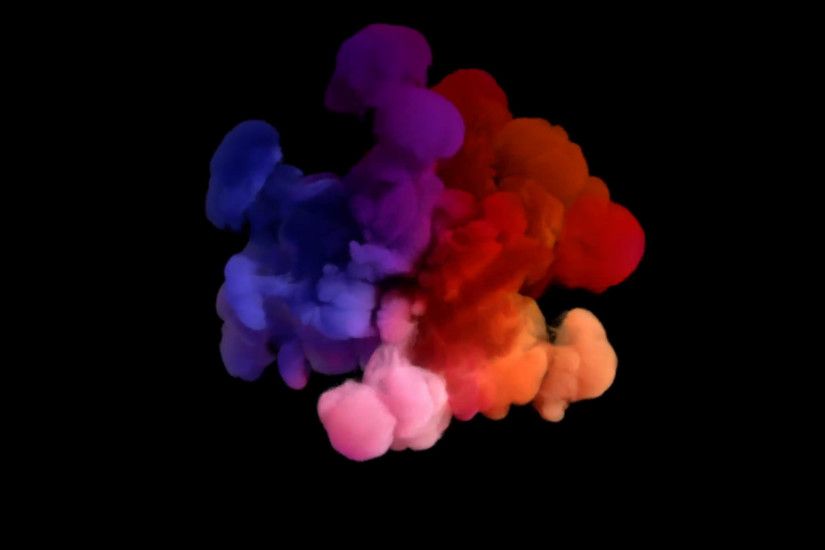 Colored smoke explosion on black (slow motion, with alpha matte, full hd)