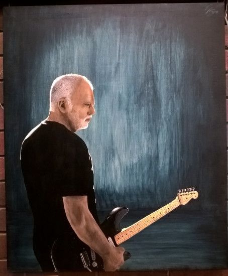 ... ImAFutureGuitarHero David Gilmour 2015 - Traditional Acrylic Painting  by ImAFutureGuitarHero