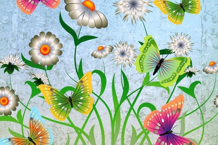 Butterfly Flower Grunge Wallpaper