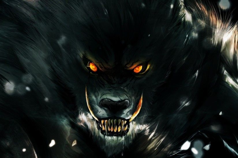 Werewolf fantasy art dark monster creatures blood fangs trees .