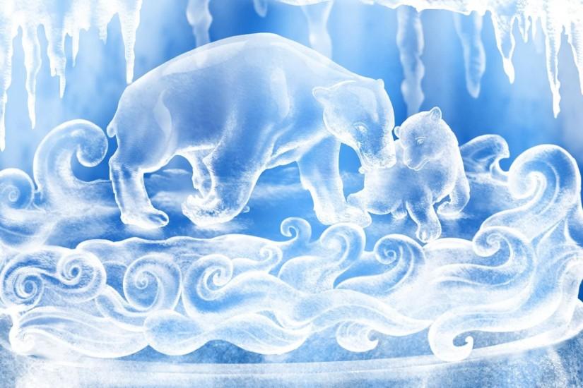 Polar Bear Ice Crystal Wallpaper