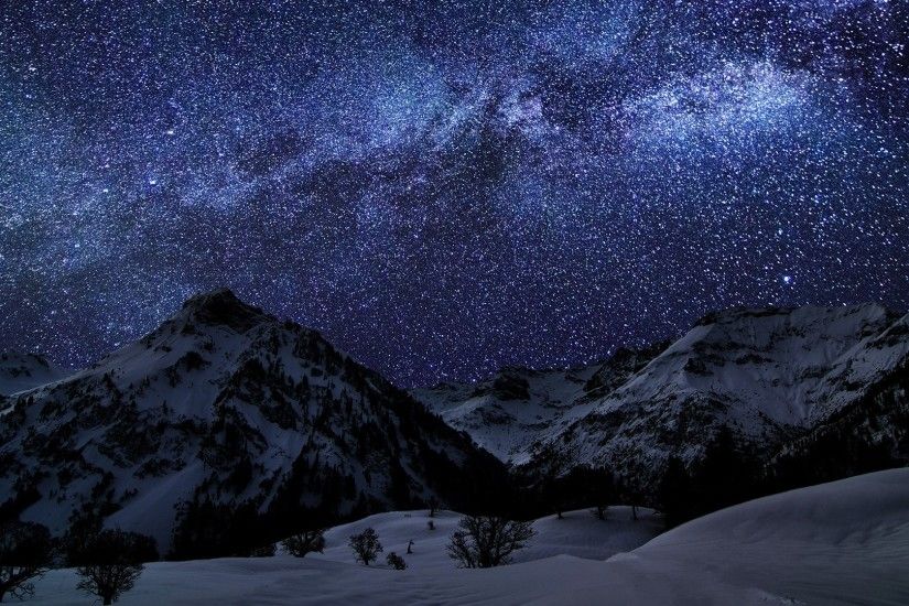 ... Mountain, Snow, Stars, Milky Way, Landscape Wallpapers HD .