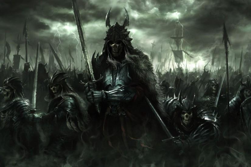 fantasy art dark horror demon skull warrior wepons army wallpaper .