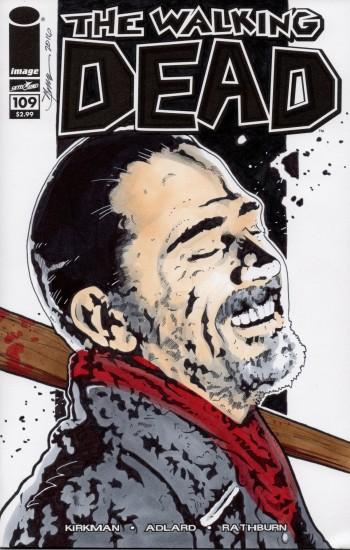 Walking Dead Negan Hand Drawn Sketch Cover by sullivanillustration