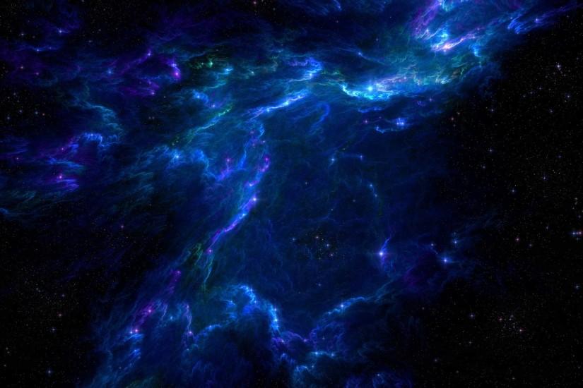 Blue outer space stars nebulae gas