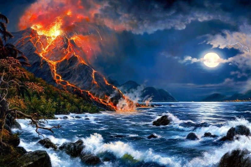 Fantasy Volcano Wallpaper
