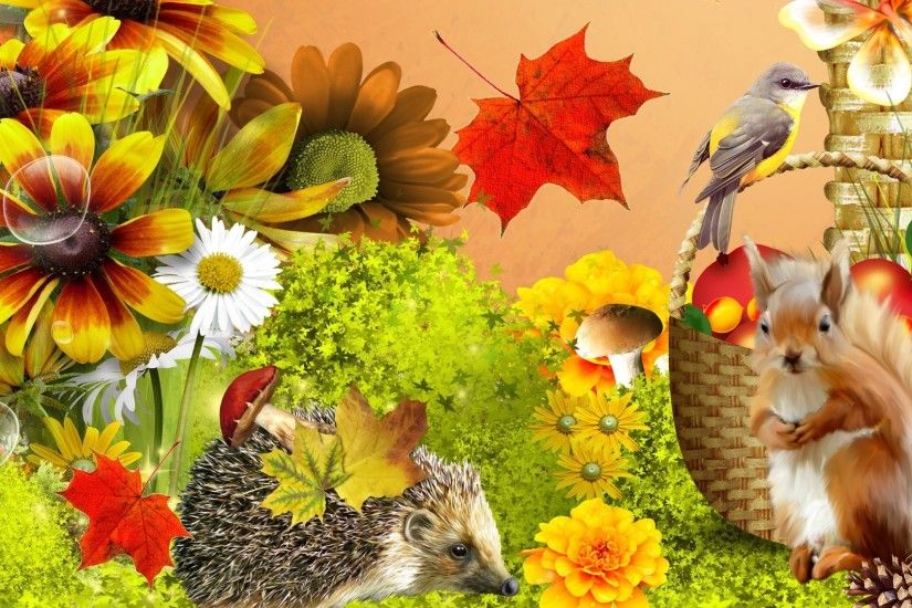 Nuts Tag - Autumn Flowers Fruit Squirrel Ivy Mushrooms Fall Bird Apples  Porcupine Fleurs Nuts Whimsical