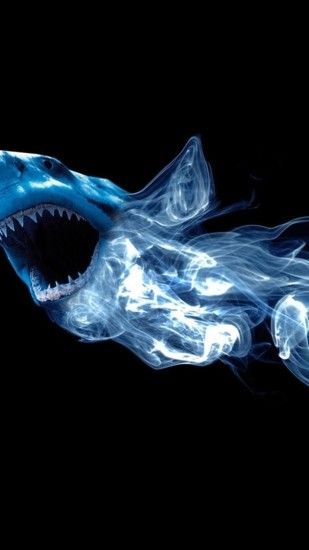 Abstract Shark Neon Light Smoke Android Wallpaper ...