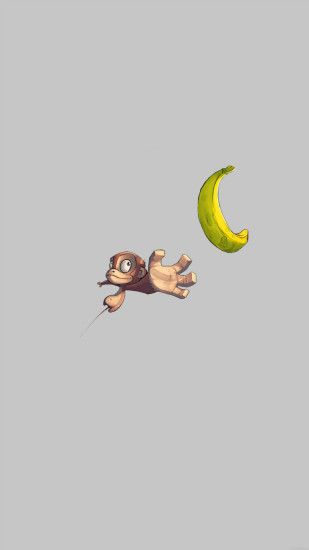 Monkey Banana Love White Illust Art Minimal #iPhone #6 #plus #wallpaper