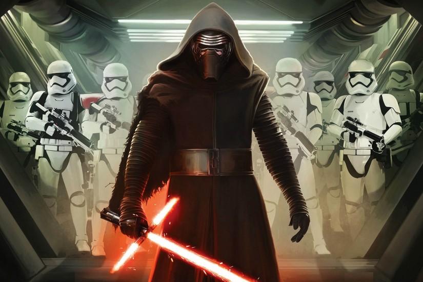 Star Wars 7: The Force Awakens - Kylo Ren & Stormtroopers 3840x2160  wallpaper