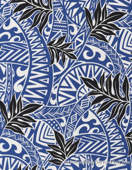 Tribal fabric: Tapa patterns and tropical ferns. By  HawaiianFabricNBYond.Etsy.com