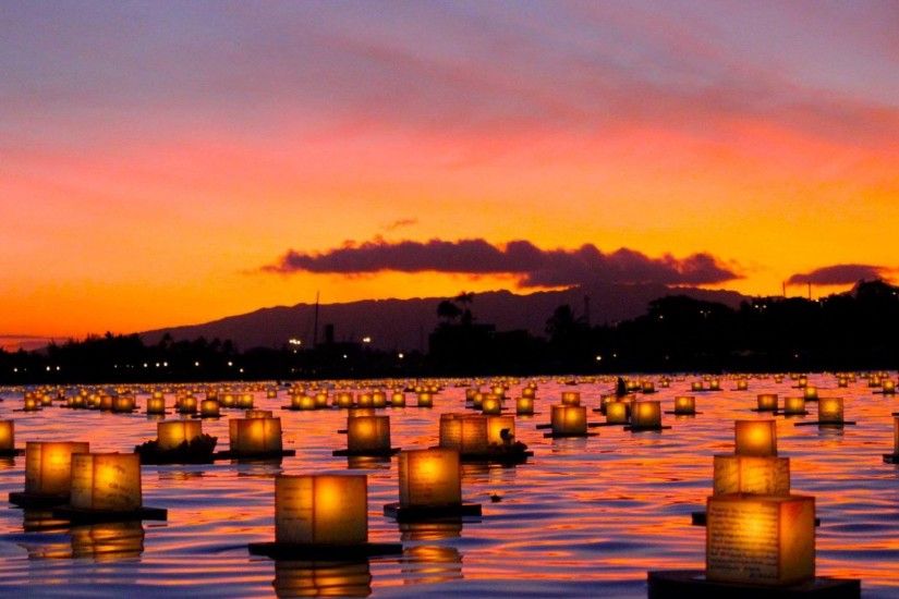 Twilight Tag - Candles Memory Wold Honolulu Beach Set Dusk Twilight Sun  Oahu Lit Polynesia Orange