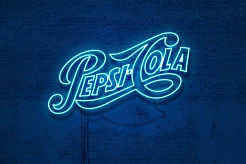 Wallpaper pepsi cola, neon, typography, blue, graphics