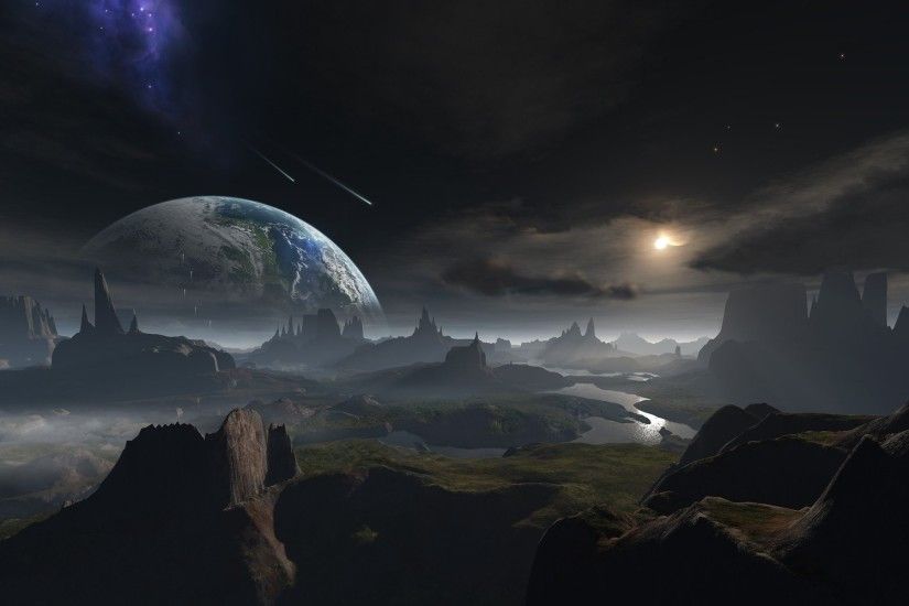 Outer space planets Earth fantasy art science fiction wallpaper | 1920x1200  | 275142 | WallpaperUP