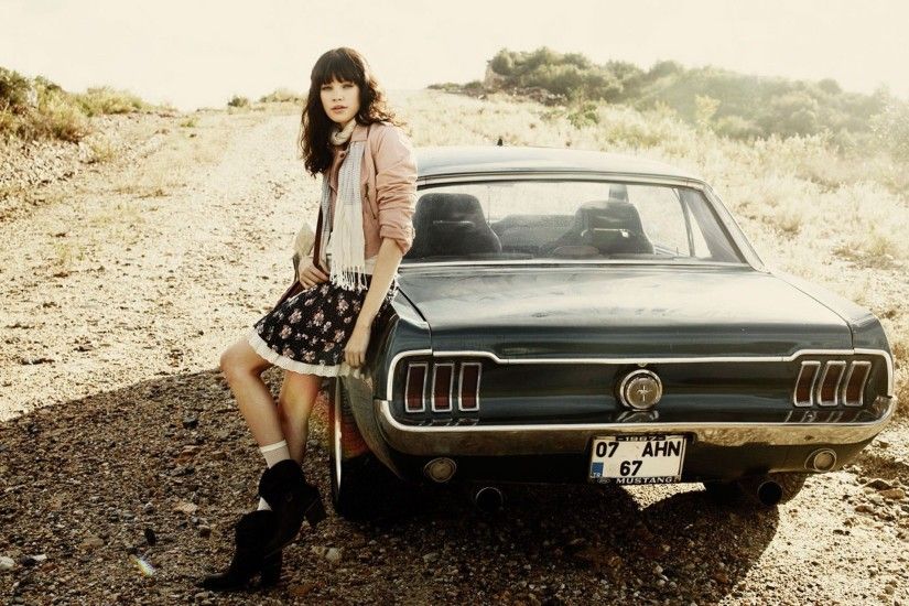 Women Cars Roads Vehicles Ford Mustang Girls With Cars Gravel Rear View Cars  Hd Wallpaper