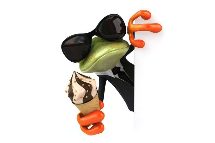 3d funny character ice cream frog