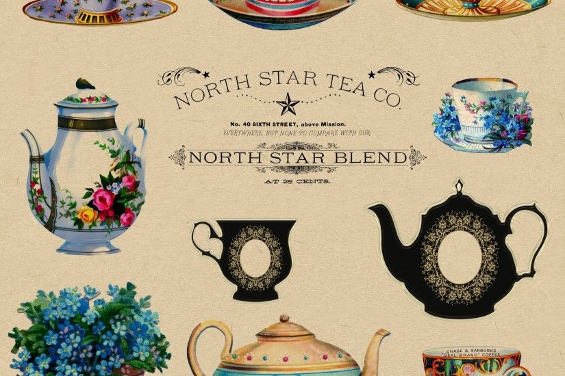 Teacups Vintage Wallpaper Adverts